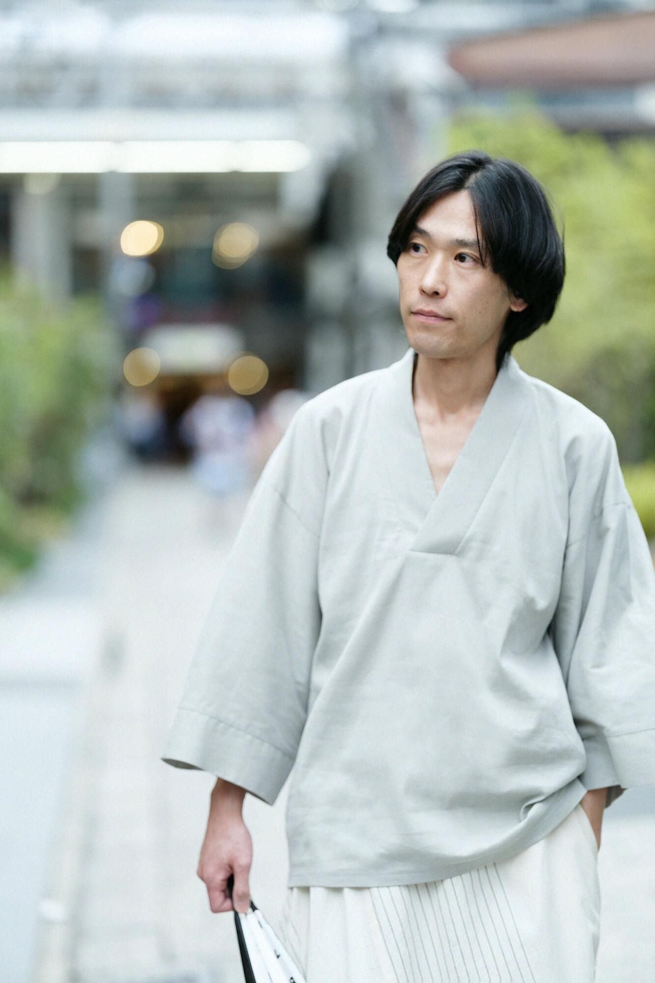 高島縮棉40/40 風靡 上衣/銀灰色