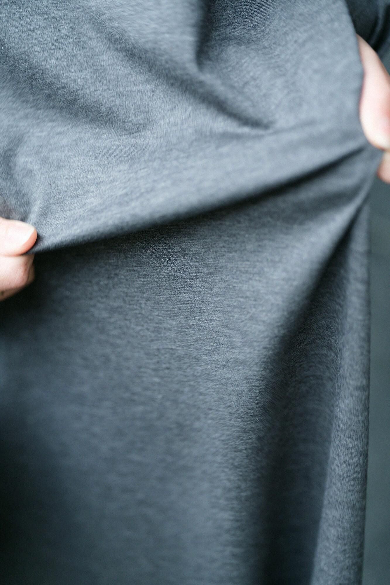 羅紋針織布 Royal Cool B.N. 長袖連衣裙／灰墨色