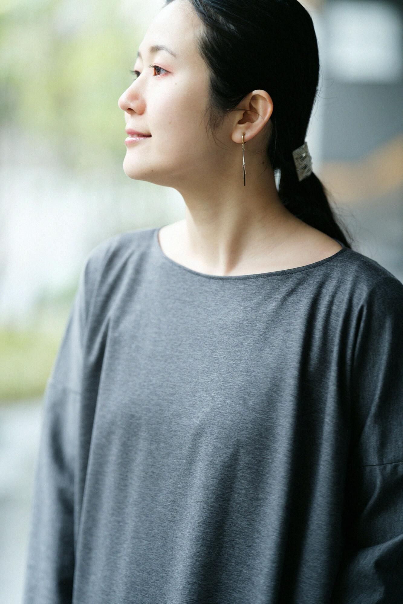 羅紋針織布 Royal Cool B.N. 長袖連衣裙／灰墨色