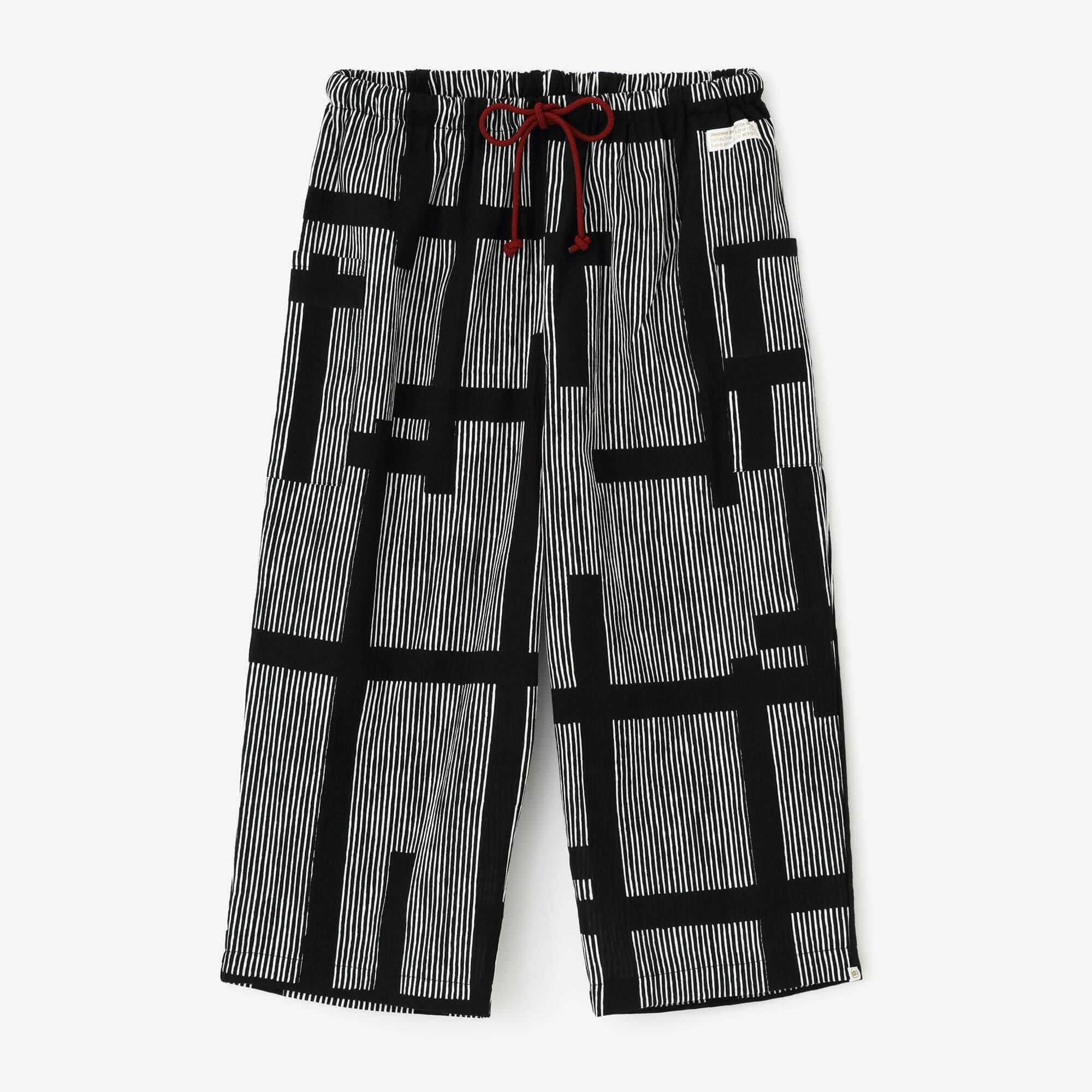 【Online】Chizimi Cotton 20/20 Skinny Pants／Staggered Stripes(Jima) Fence