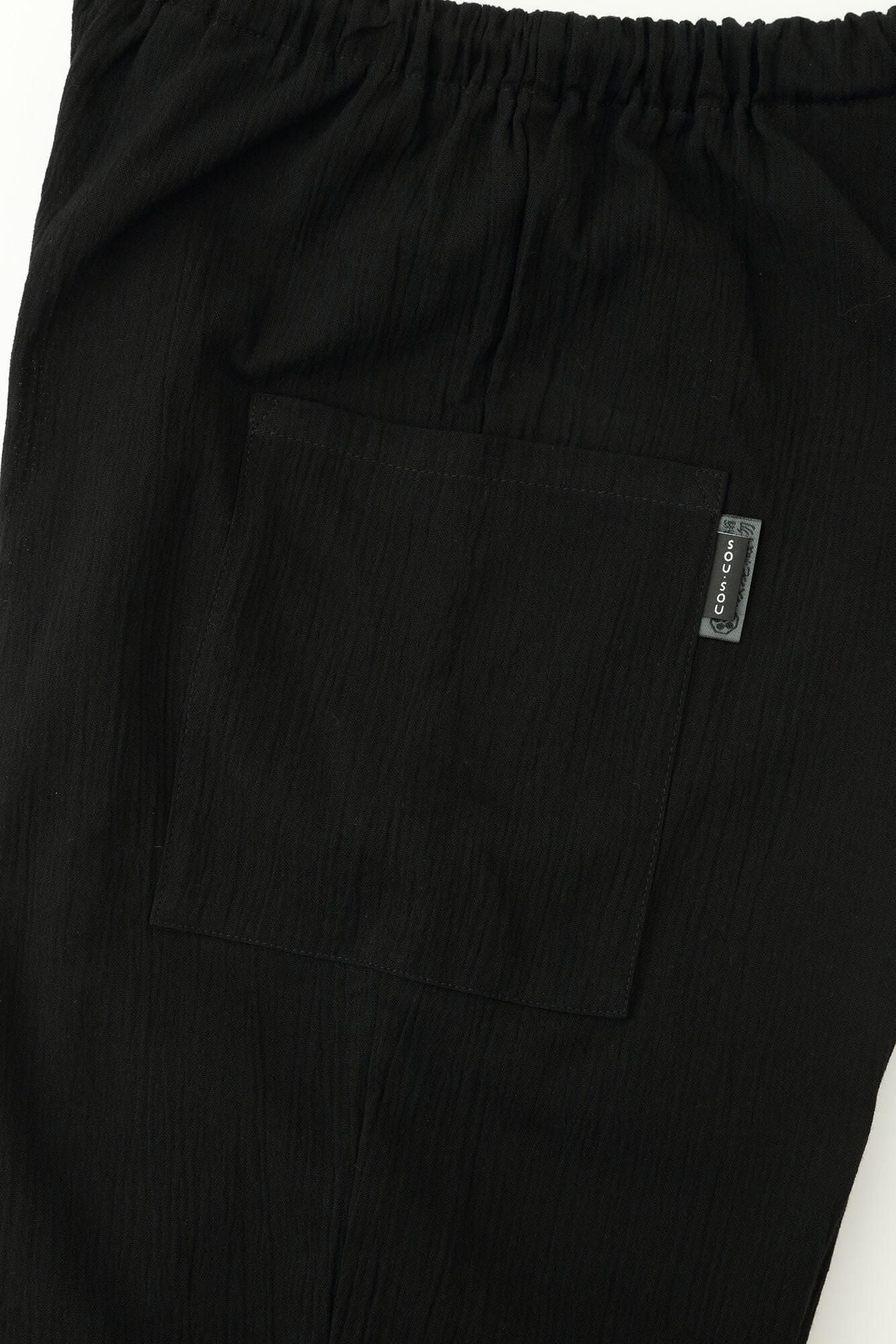 高島縮棉 20/20 細腿褲／黑色