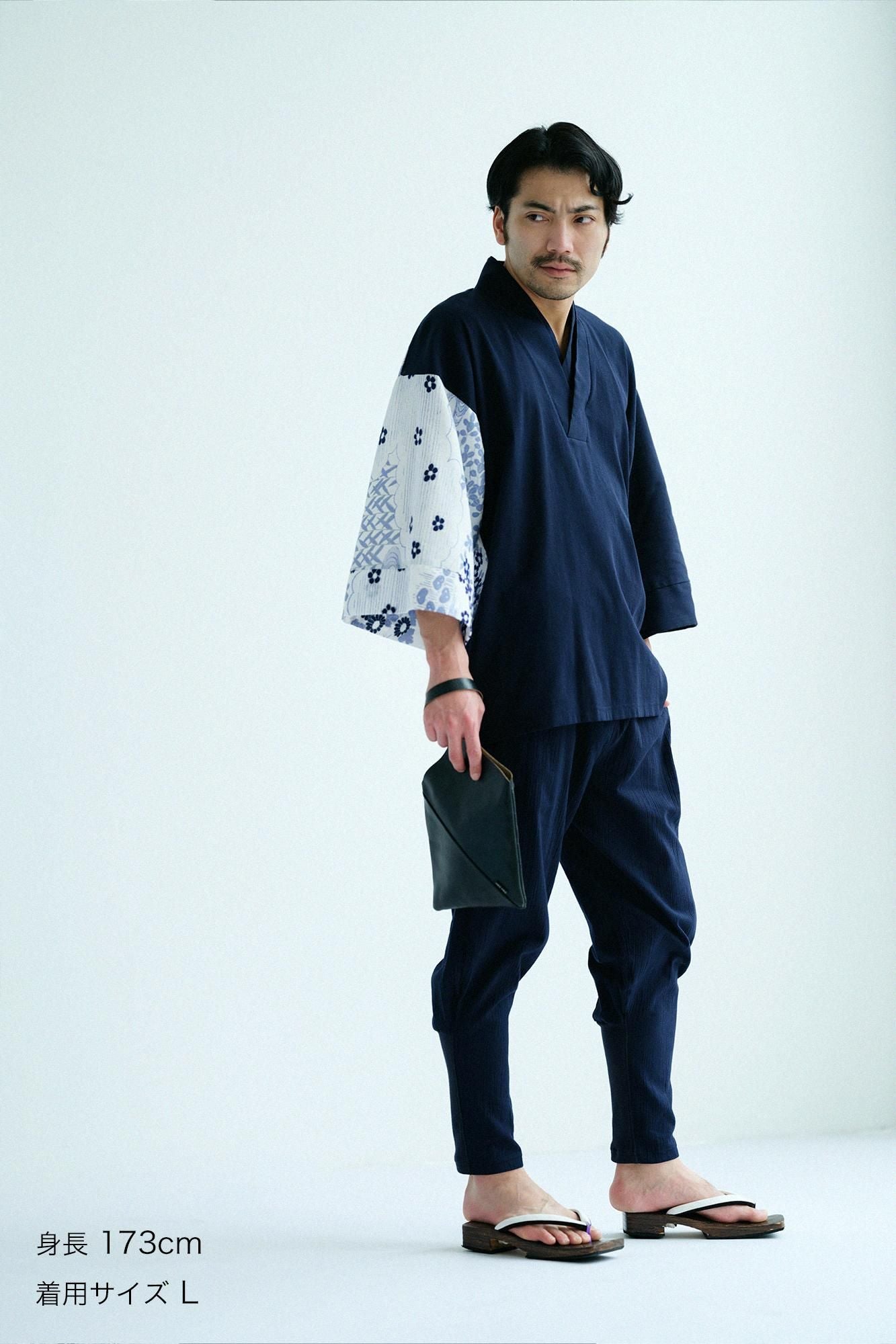 高島縮 20/20 裁付（たっつけ）えんゆう穿き／留紺（とめこん）