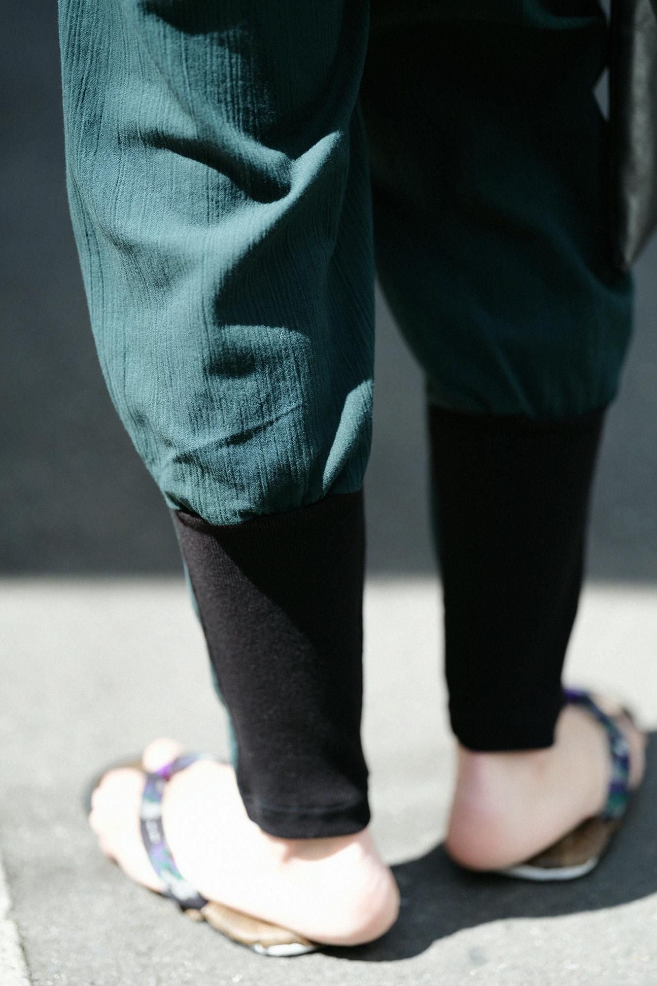  Chizimi Cotton 20/20 Harem Pants / Dark Green