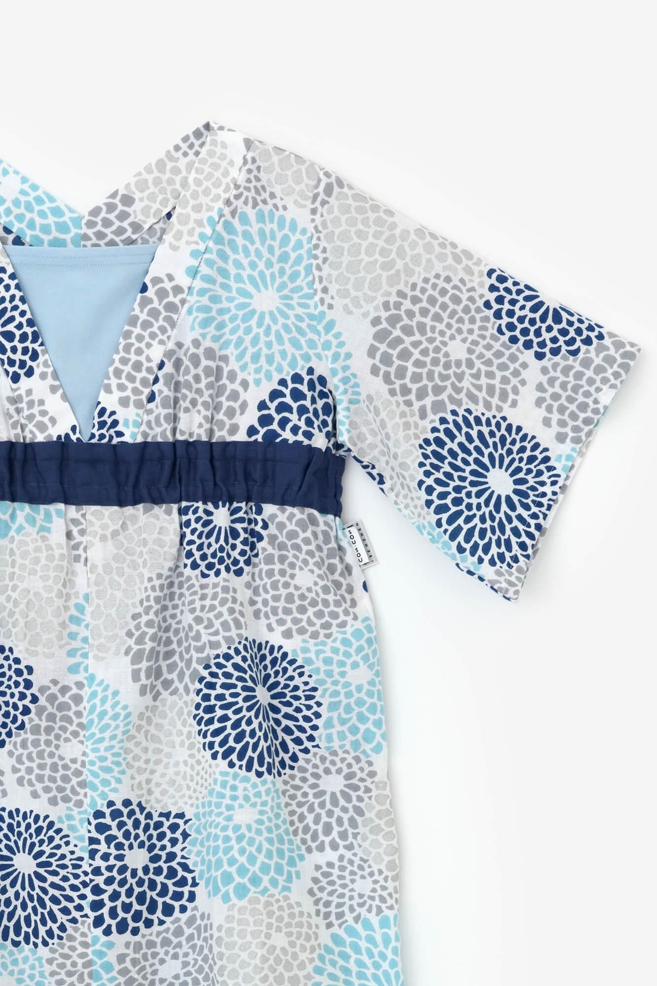 ●伊勢木棉 浴衣形洋裝／全菊 銀色2