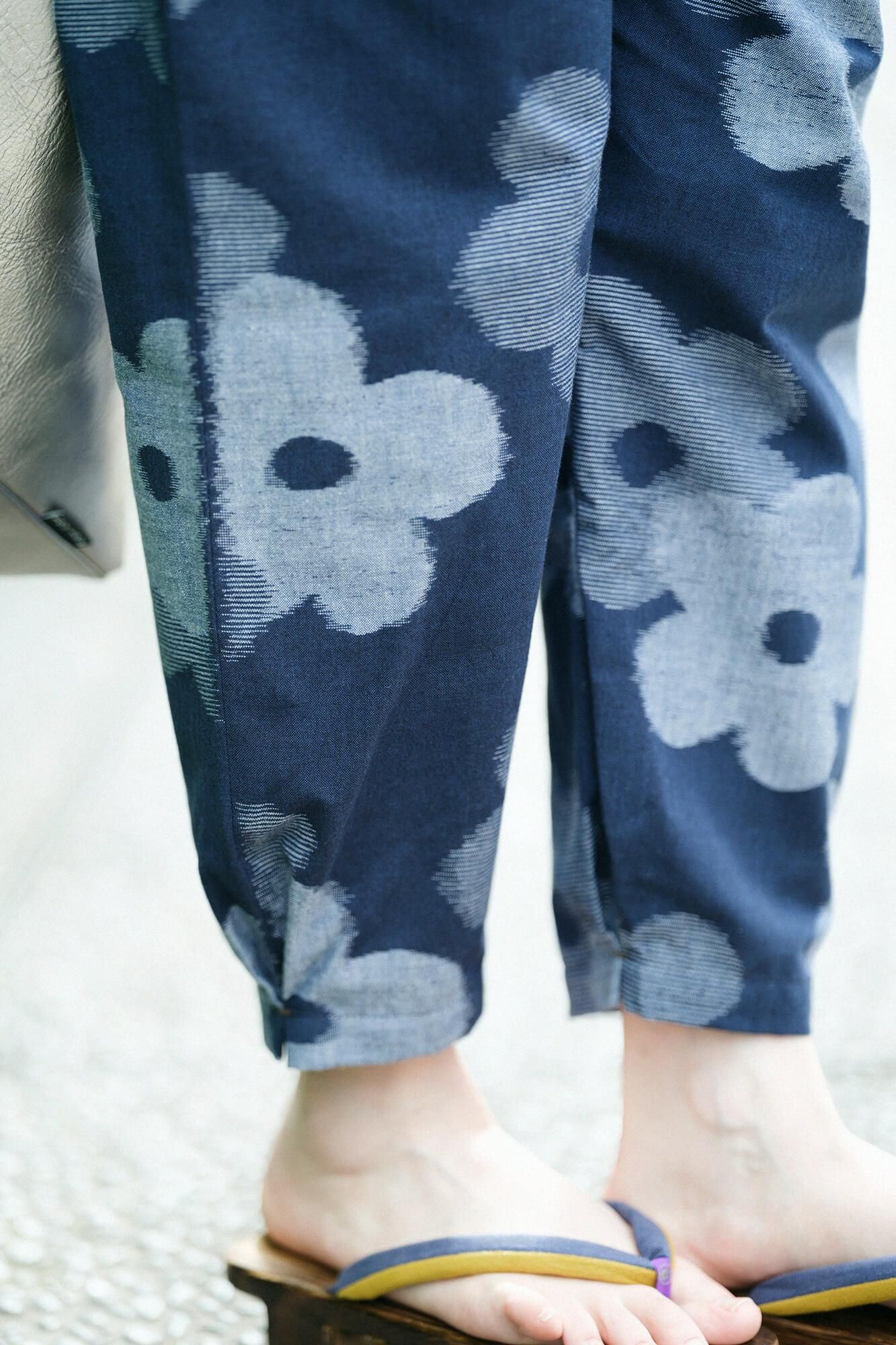 久留米織 工人褲／疊花 軍藍色