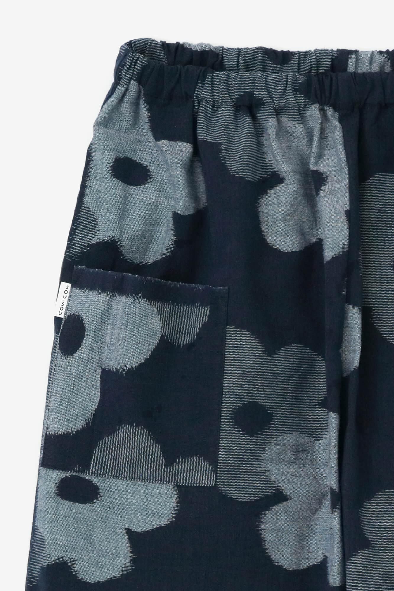 久留米織 工人褲／疊花 軍藍色