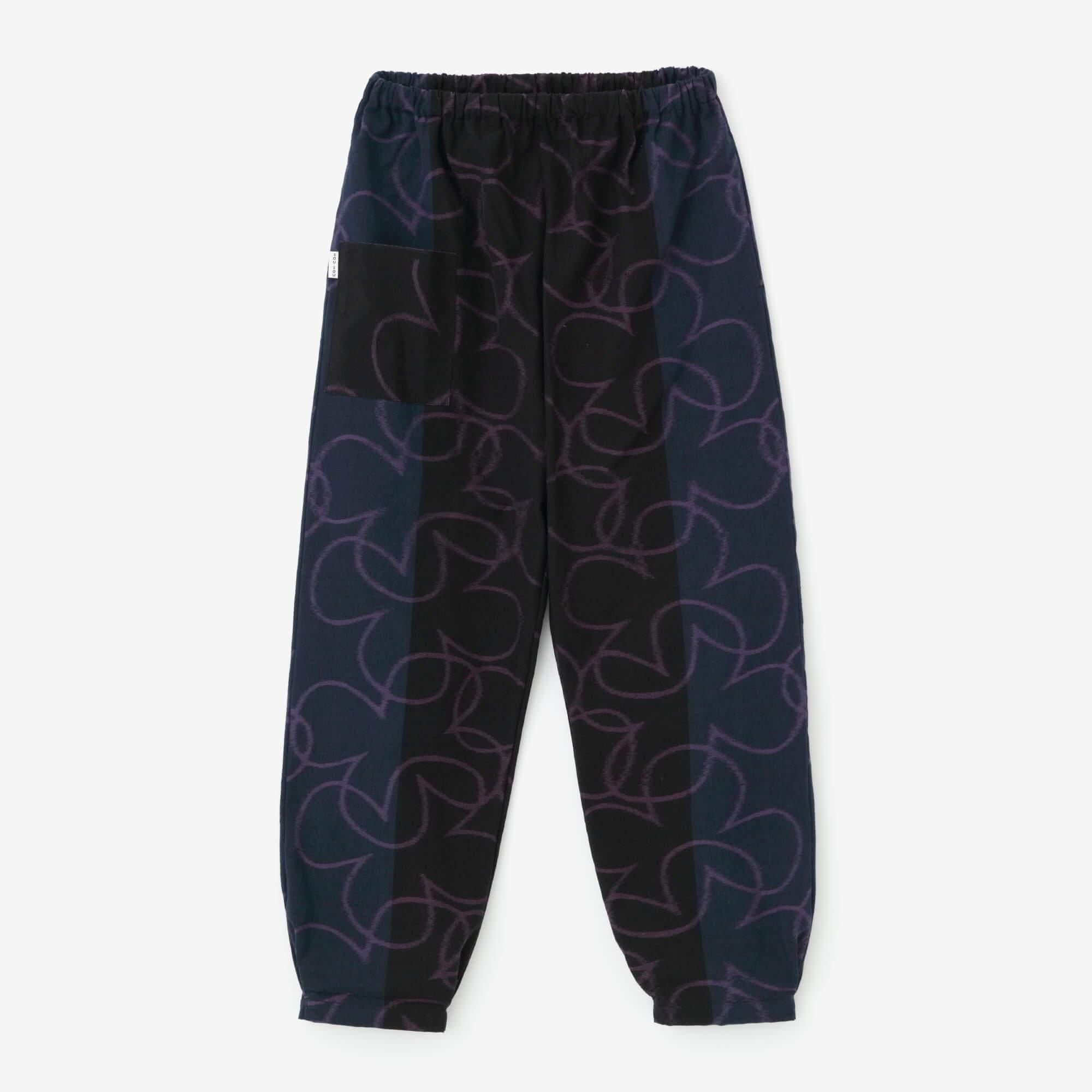 Monpe Workers Pants Kurume Kasuri Monpe / Happiness Black