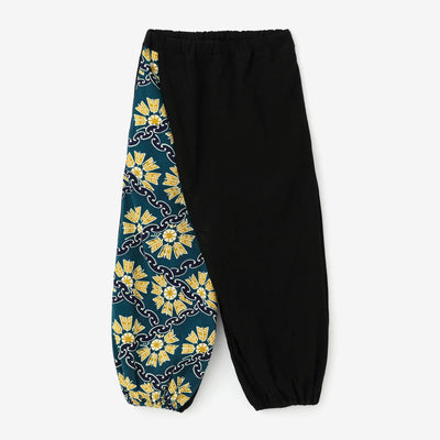 Chizimi Cotton 20/20 Wrap Harem Pants Bi-color 2.0 / Black × Continuation of Arrow Wheel-Recreation