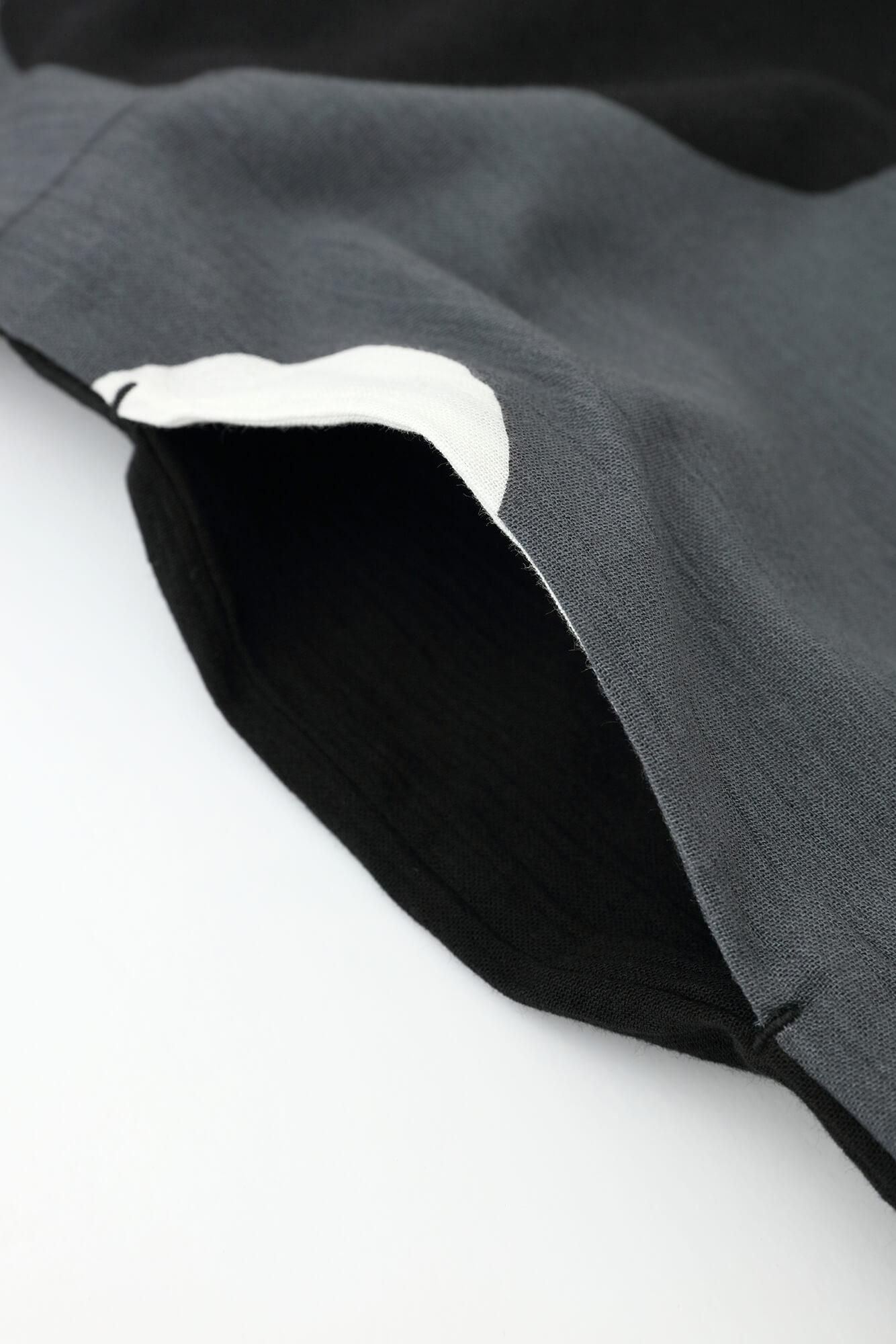 高島縮棉 20/20長方形洋裝 雙色 下襬圖案／黑色×微笑