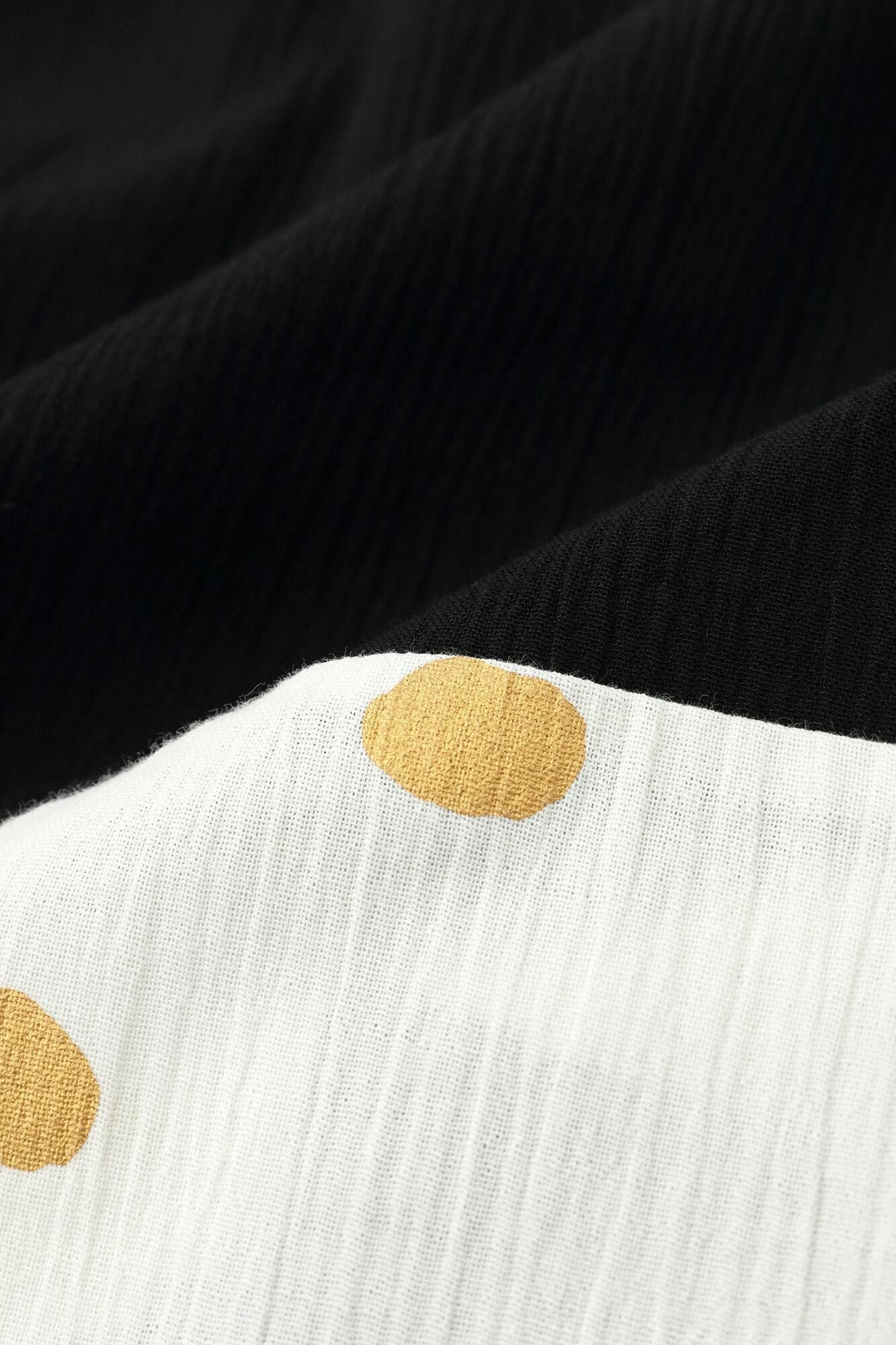 高島縮棉 20/20長方形洋裝 雙色 下襬圖案／黑色×微笑