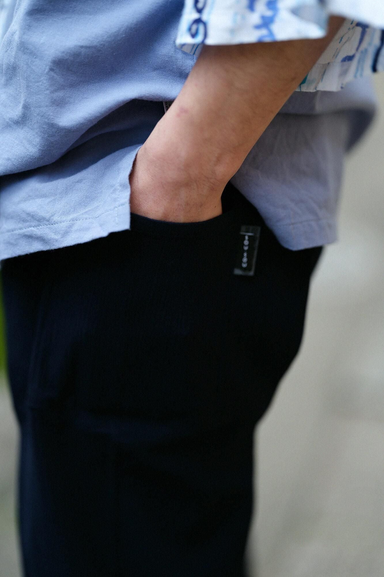 Chizimi Cotton 20/20 Skinny Pants Pleated Dark Blue