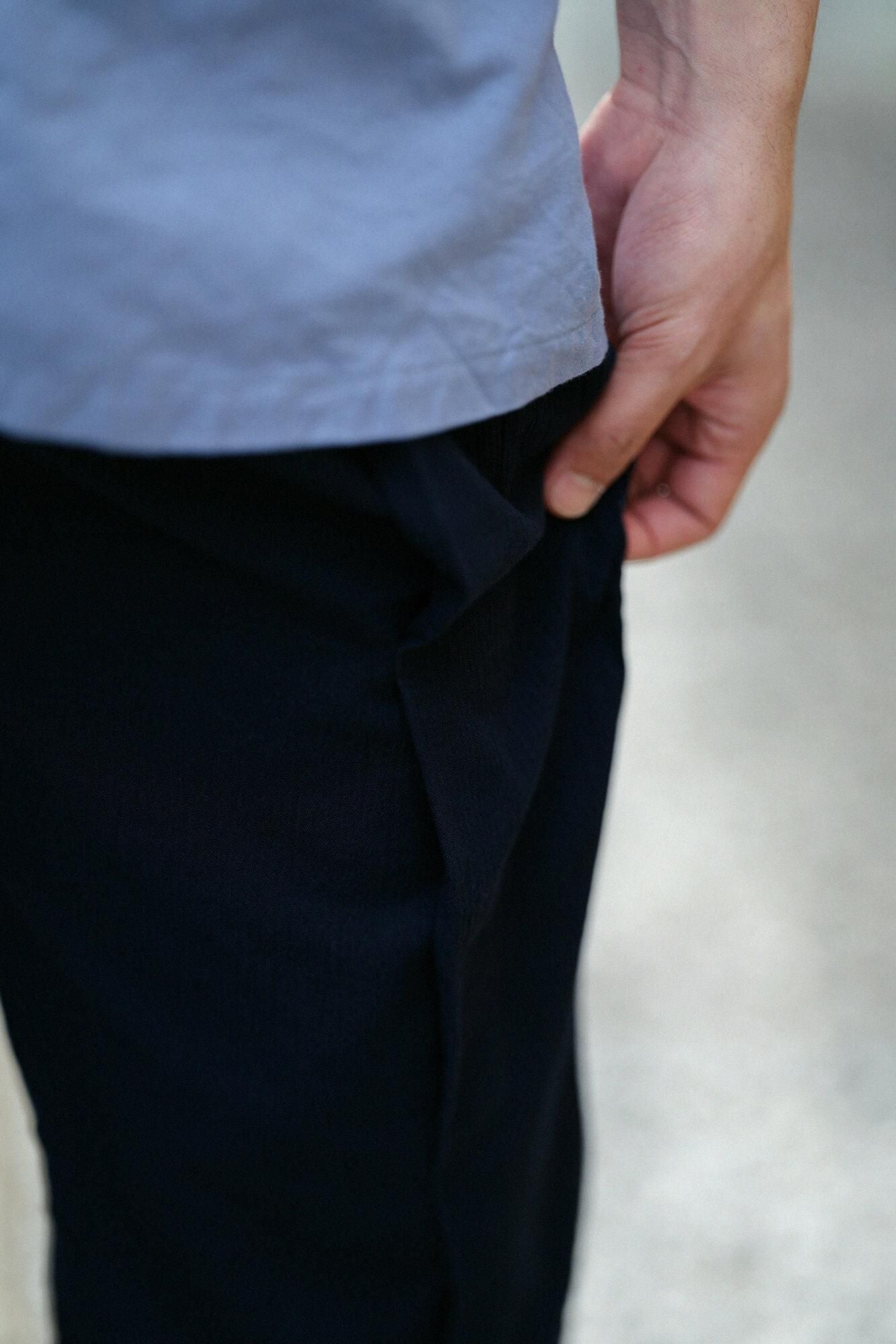 Chizimi Cotton 20/20 Skinny Pants Pleated Dark Blue