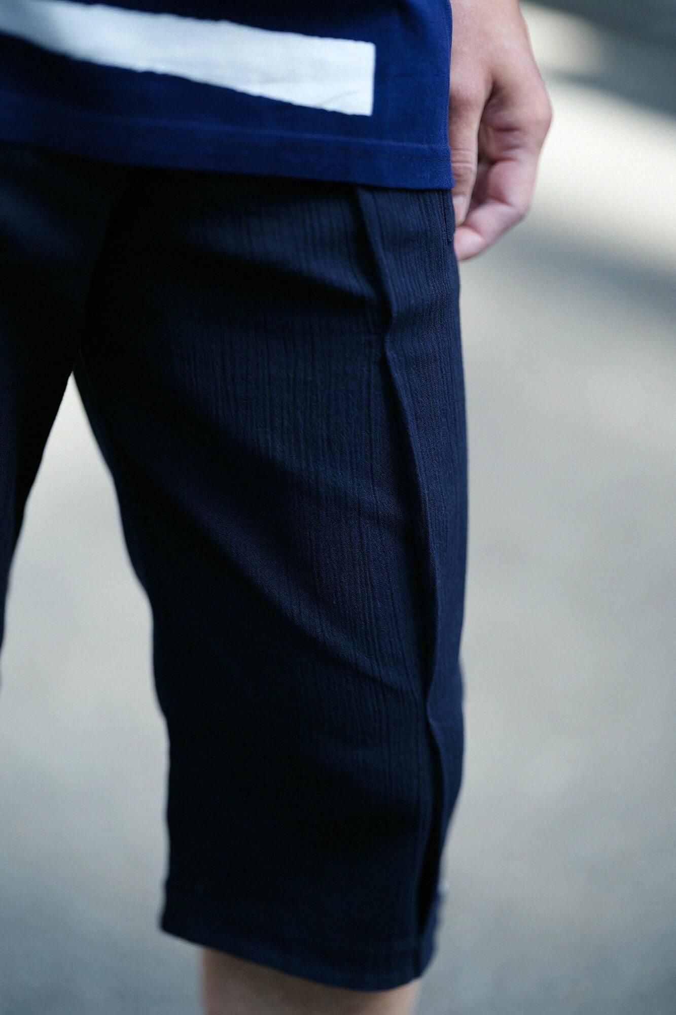 Chizimi Cotton 20/20 Skinny Pants Pleated Dark Blue