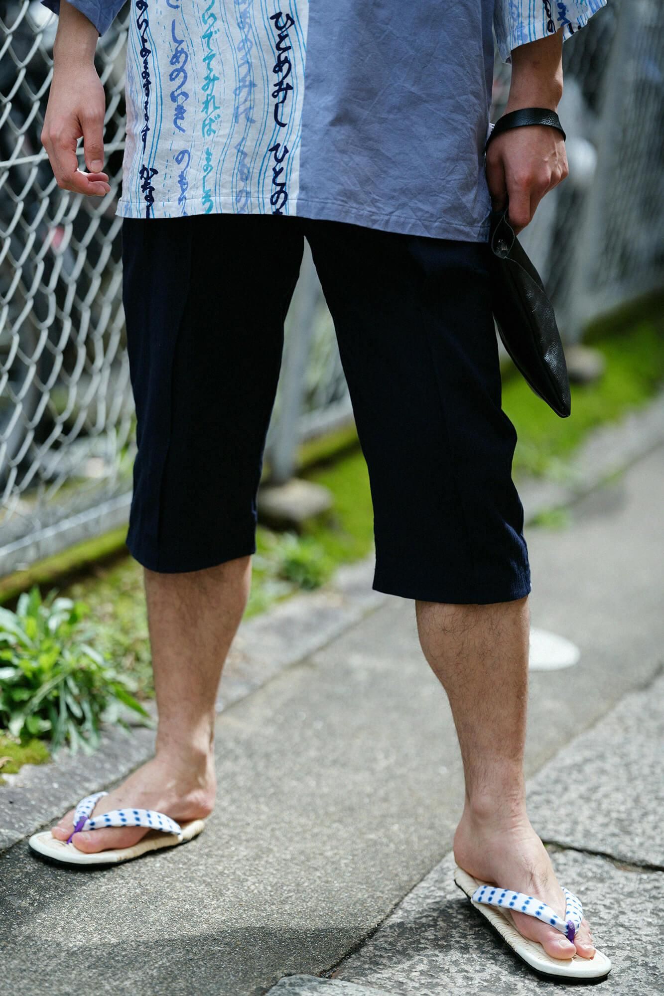 Chizimi Cotton 20/20 Skinny Pants Pleated Dark Blue