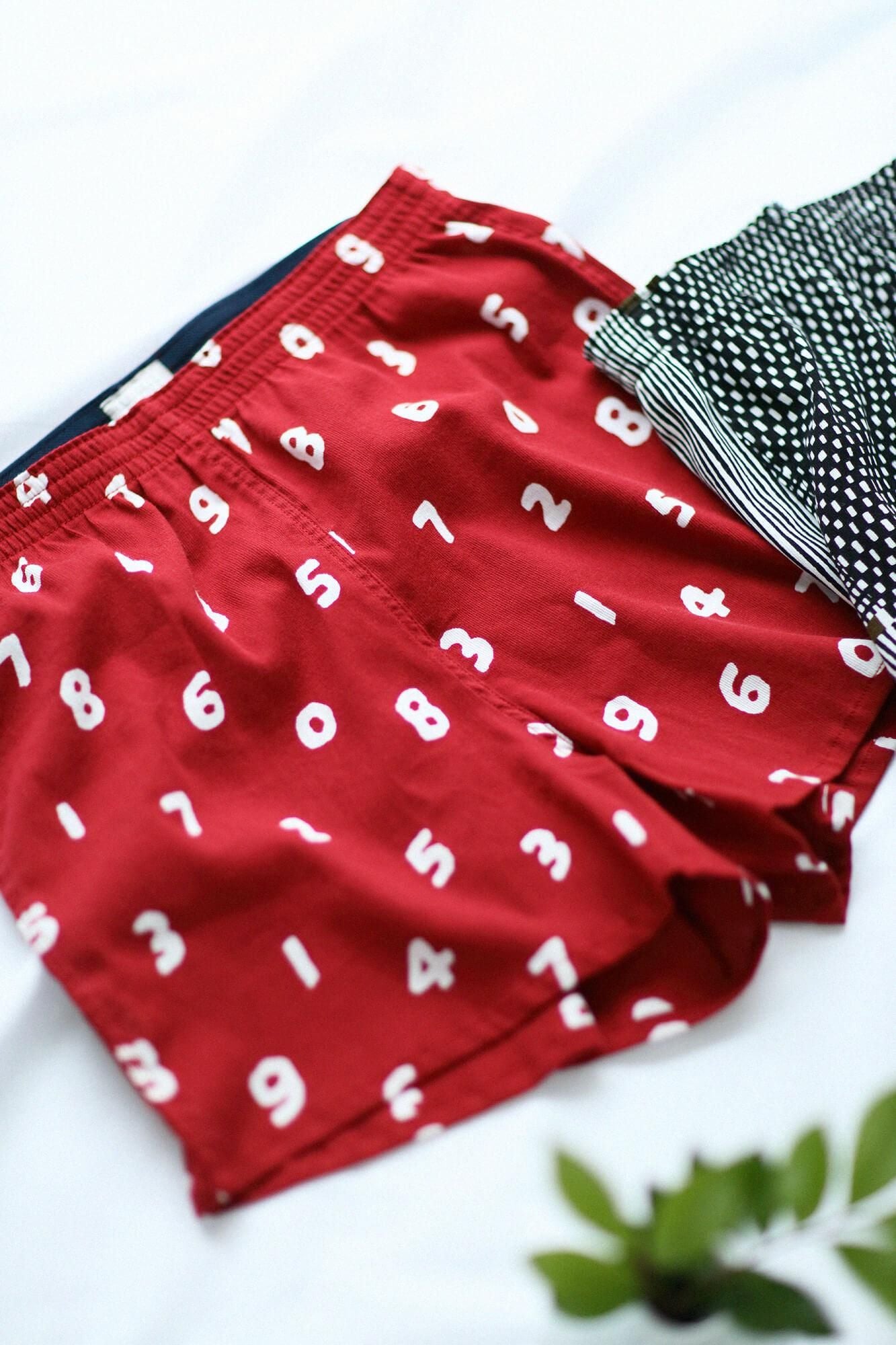 高島縮 40/40 テキスタイルトランクス／SO-SU-U 臙脂色（えんじいろ）