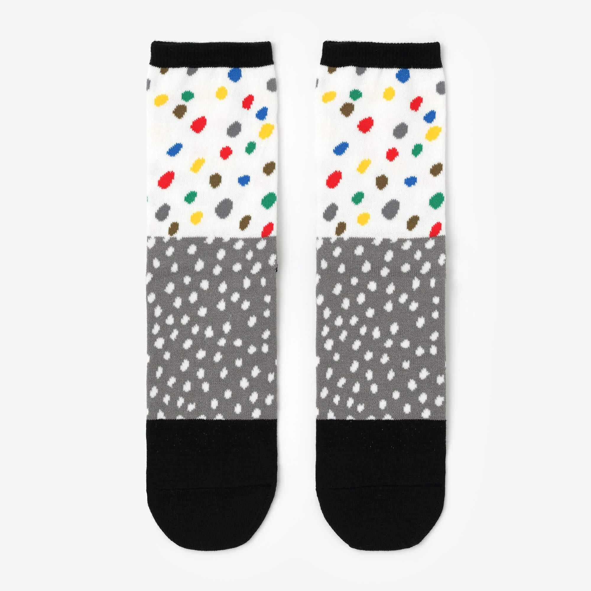 Round Toe Tabi Socks (Mid-calf)／Snow Falling Down and Down Black