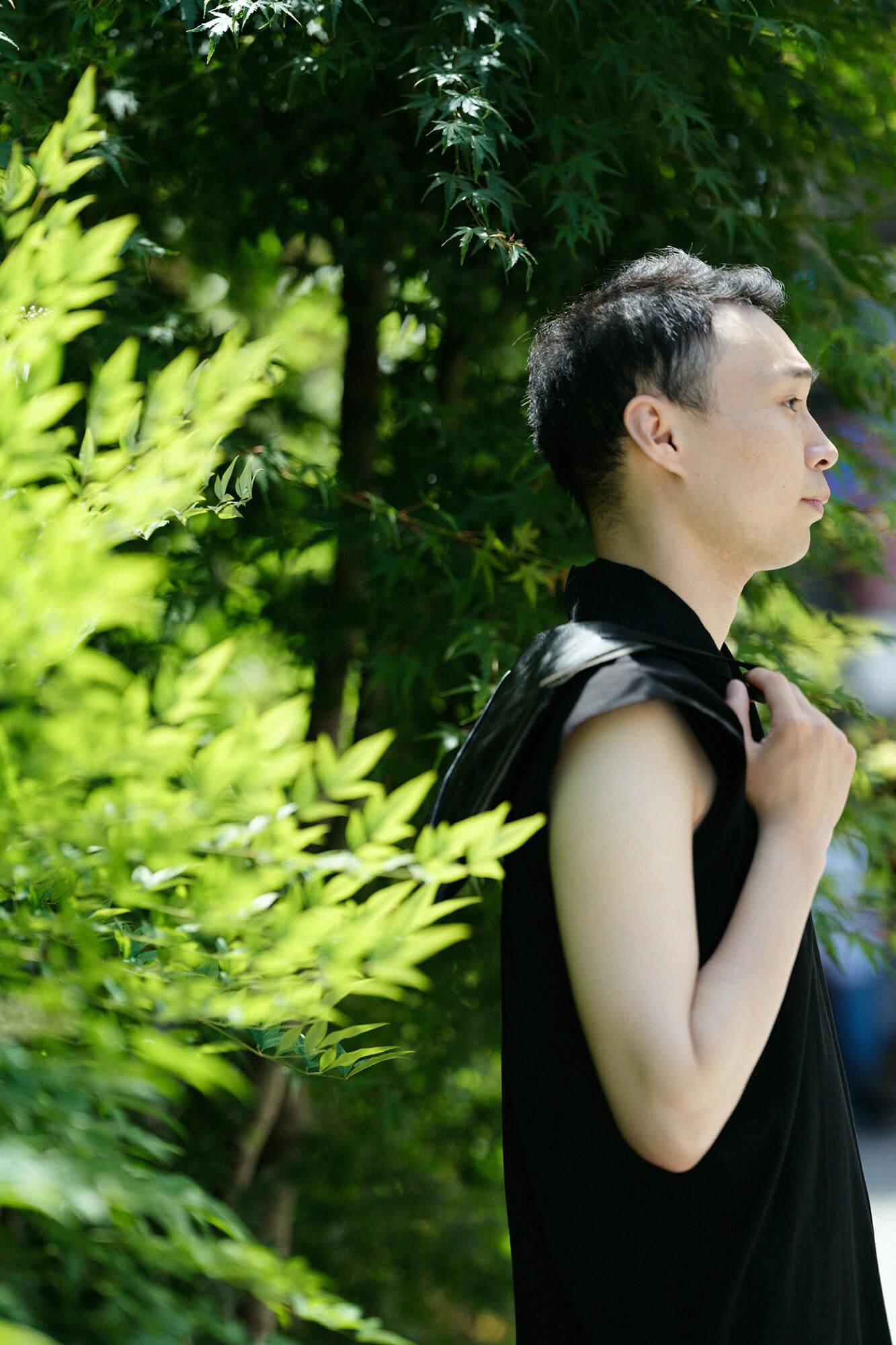 高島縮棉 40/40無袖風靡/黑色