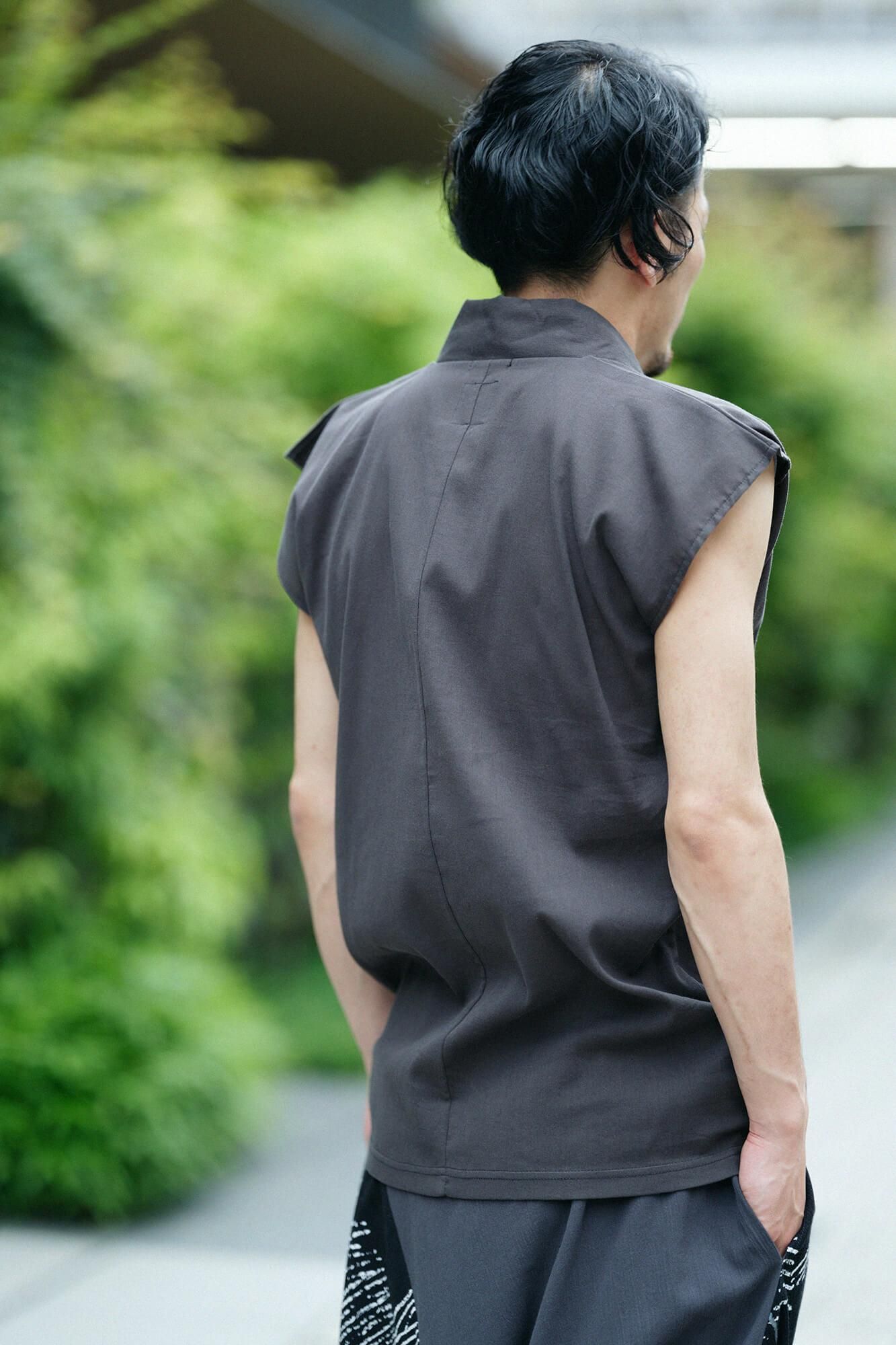 【官網限定】高島縮棉 40/40無袖風靡/深灰色