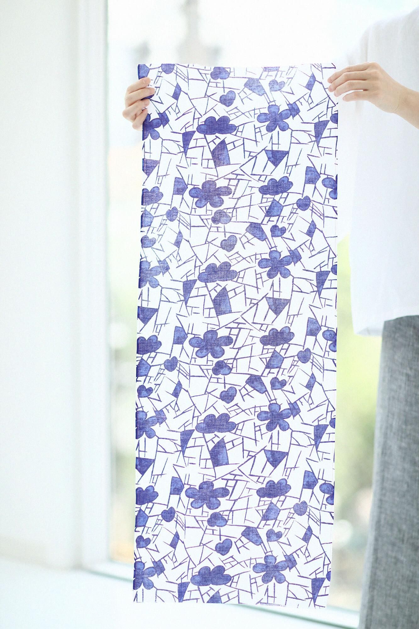 伊勢木綿 textile手ぬぐい／染付梅花氷裂文（そめつけばいか