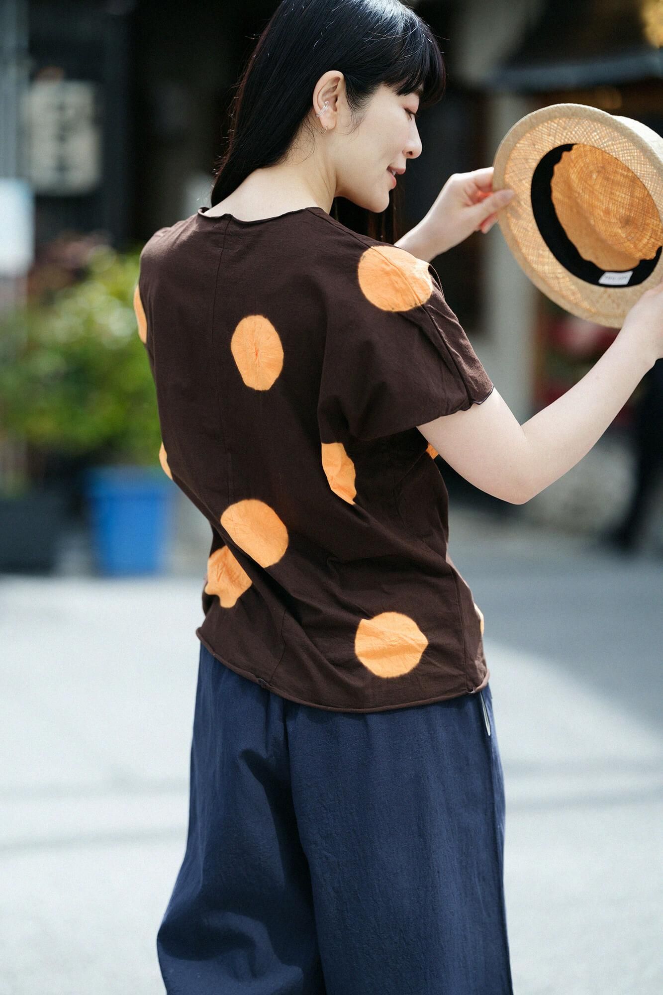 吸烟无袖吉班/大圆点宪法颜色x黄色（kiakka）