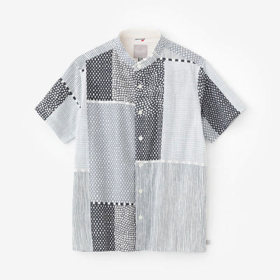 Chizimi Cotton 20/20 Stand Collar Short Sleeve Shirt SP/ Lines and Dots