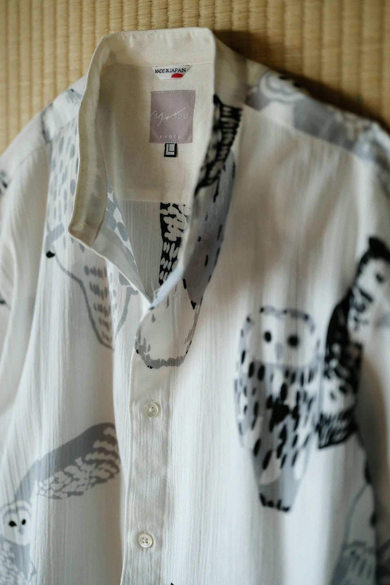 高島縮棉 20/20 立領 短袖襯衫 SP／貓頭鷹