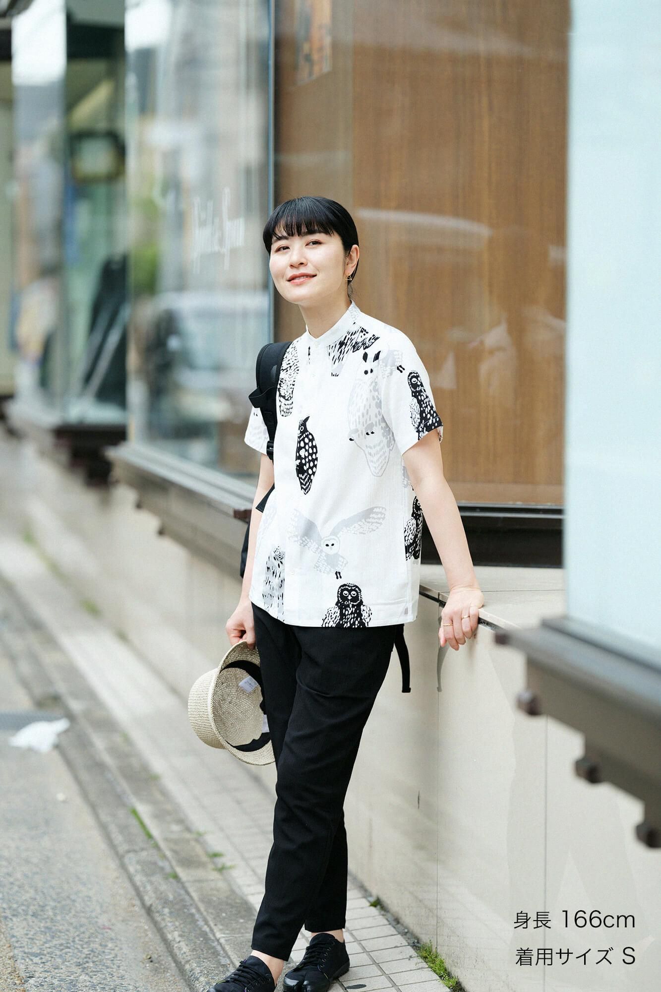 高島縮棉 20/20 立領 短袖襯衫 SP／貓頭鷹