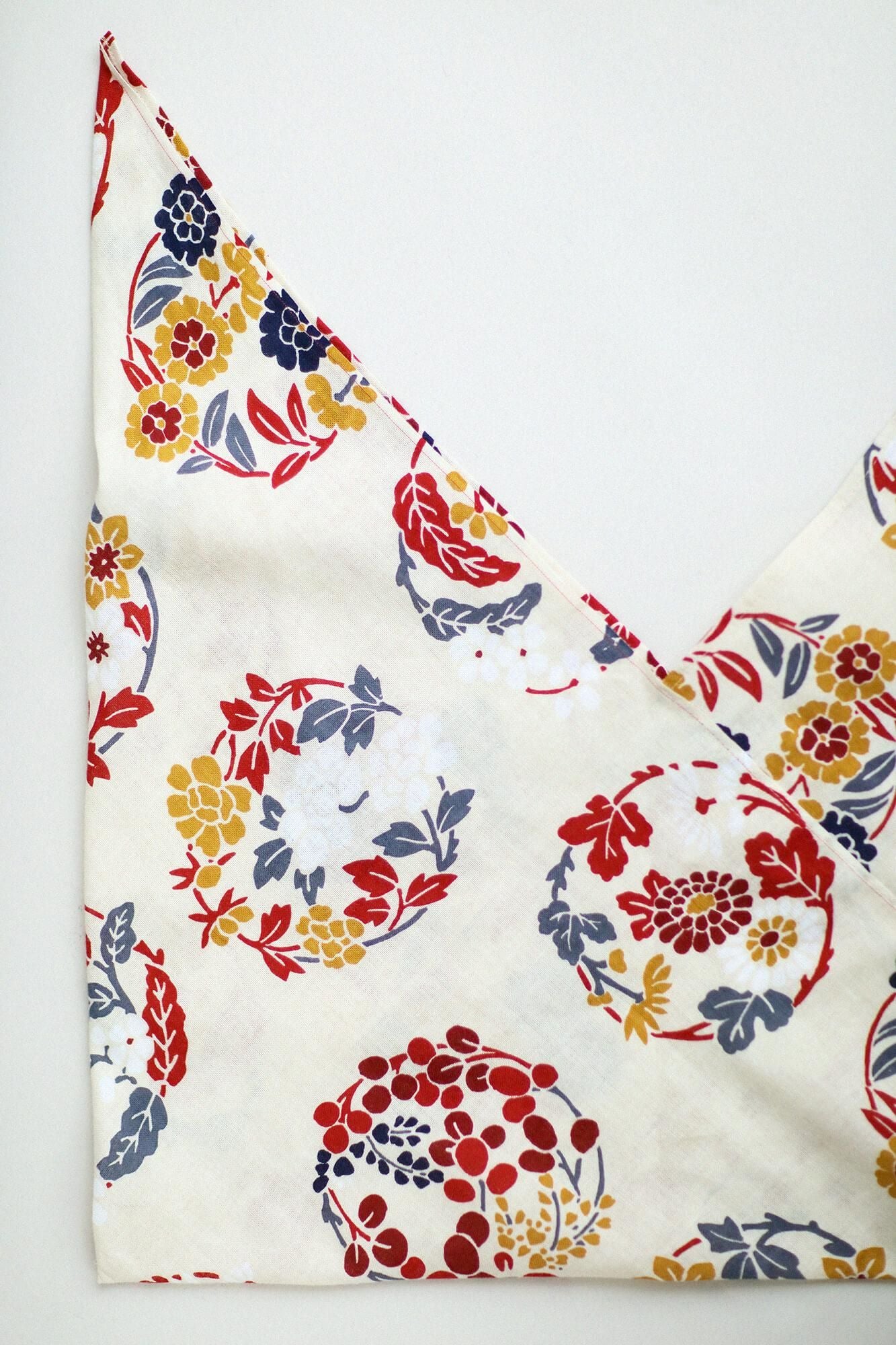 用手出售的纺织品（ISE棉花tenugui） / hanamaru图案（Hanamarumonyo）<50cm>