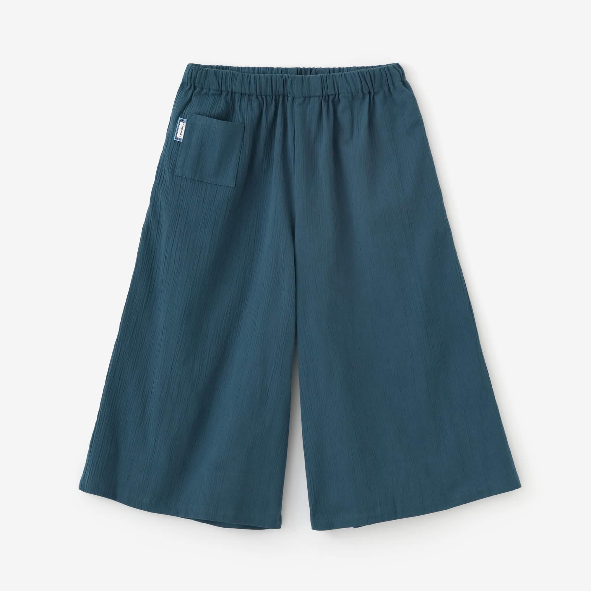 Chizimi Cotton 20/20 Wide-legged Pants Short Length / Blue
