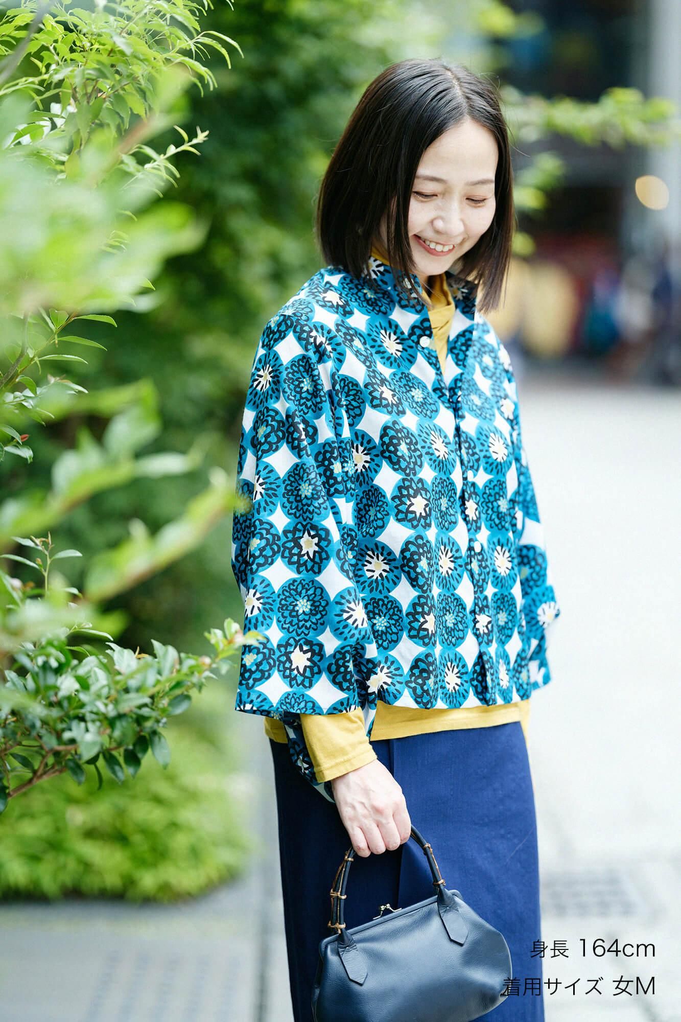 Muslin Wool Kimono Sleeve Blouse / Winter Chrysanthemum