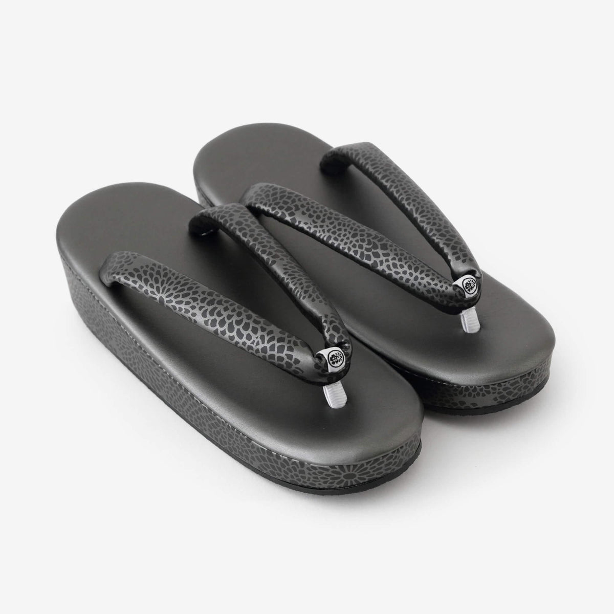 SOU・SOU 新品 西陣草履 菊づくし 黒鉛（くろなまり）M 西陣草履／全菊黒鉛色