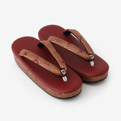 西陣草履（にしじんぞうり）／菊づくし 臙脂色（えんじいろ）