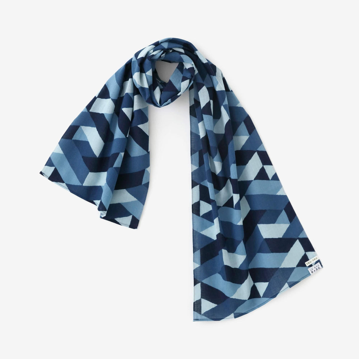 SOU・SOU　四角衣　藤田染苑　藍捺染 SOU・SOU×藤田染苑 藍捺染 くびまき／たがいちがい