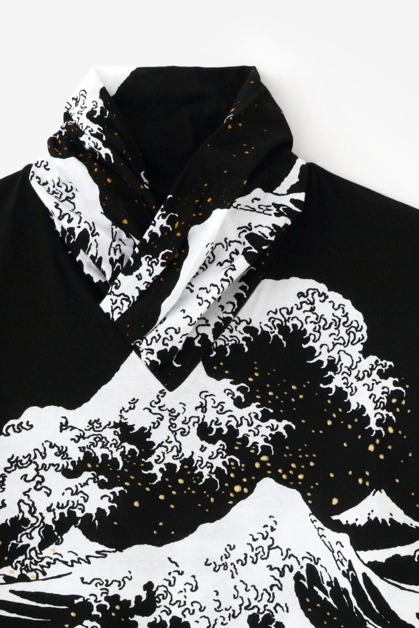 衿巻ジバン／北斎（ほくさい） 神奈川沖浪裏（かながわおきなみうら） 写し（うつし）