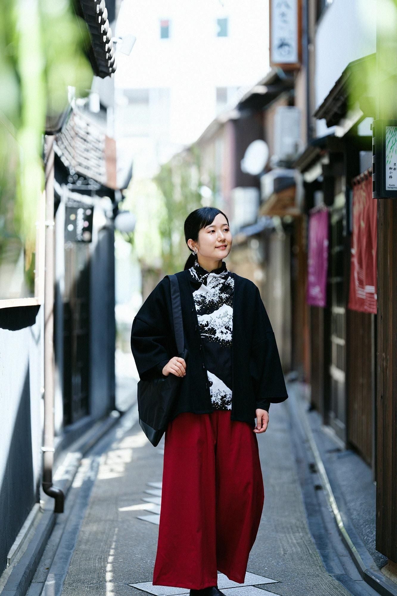 衿巻ジバン／北斎（ほくさい） 神奈川沖浪裏（かながわおきなみうら） 写し（うつし）