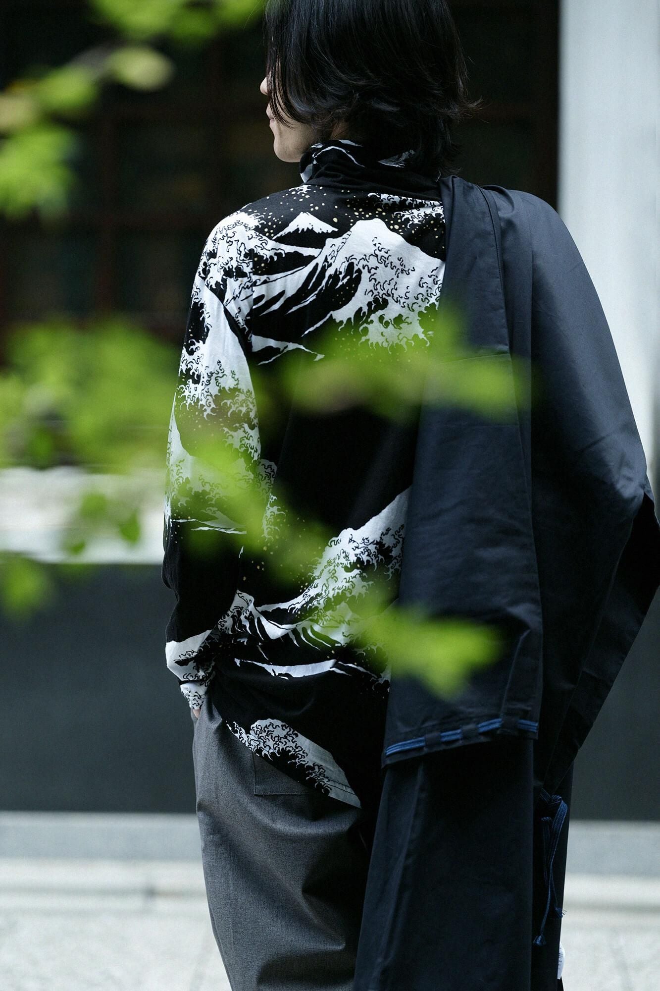 衿巻ジバン／北斎（ほくさい） 神奈川沖浪裏（かながわおきなみうら） 写し（うつし）