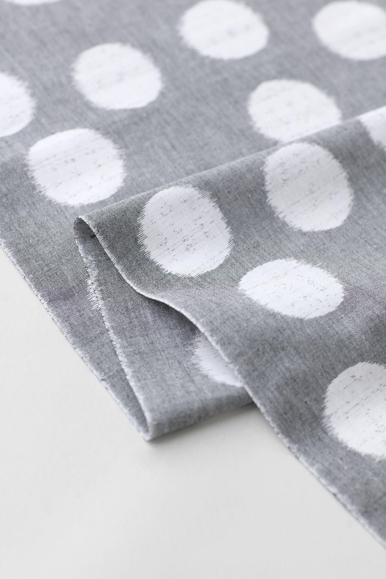 Textile sold in cuts （Kurume Kasuri）／Polka Dots Heather ash (Light Gray)＜50cm＞