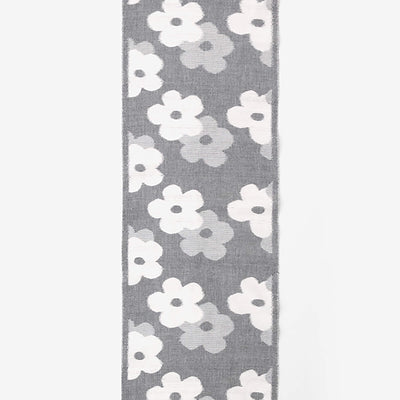 Textile sold in cuts （Kurume Kasuri）／Layered-flowers Heather ash (Light Gray)＜50cm＞