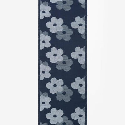 Textile sold in cuts （Kurume Kasuri）／Layered-flowers Ink Blue(Tetsukon)＜50cm＞
