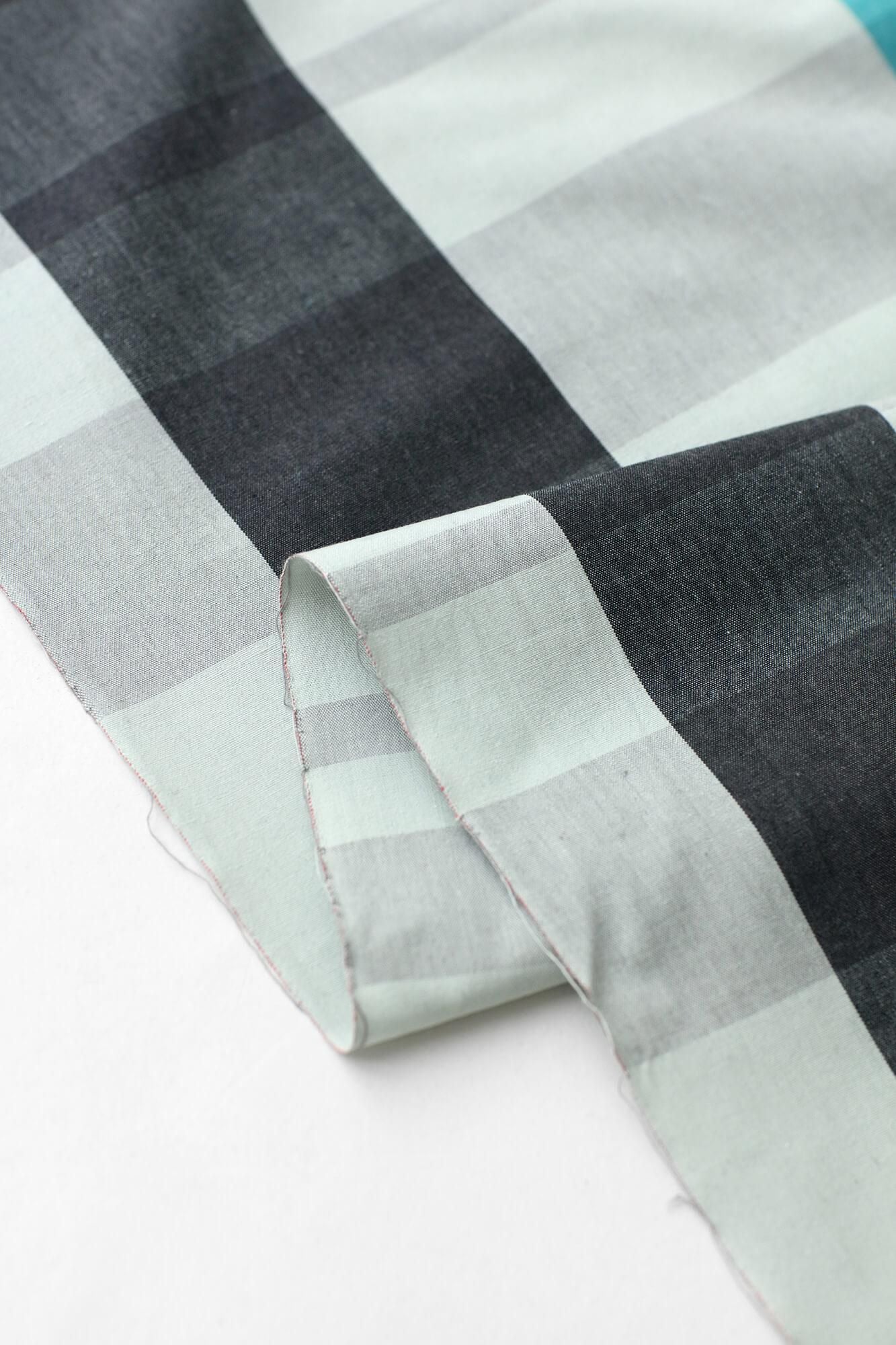 布料剪裁販售 （伊勢木棉 20/20）／宇治橋格子 花綠色（Hanarokusho）<50cm>