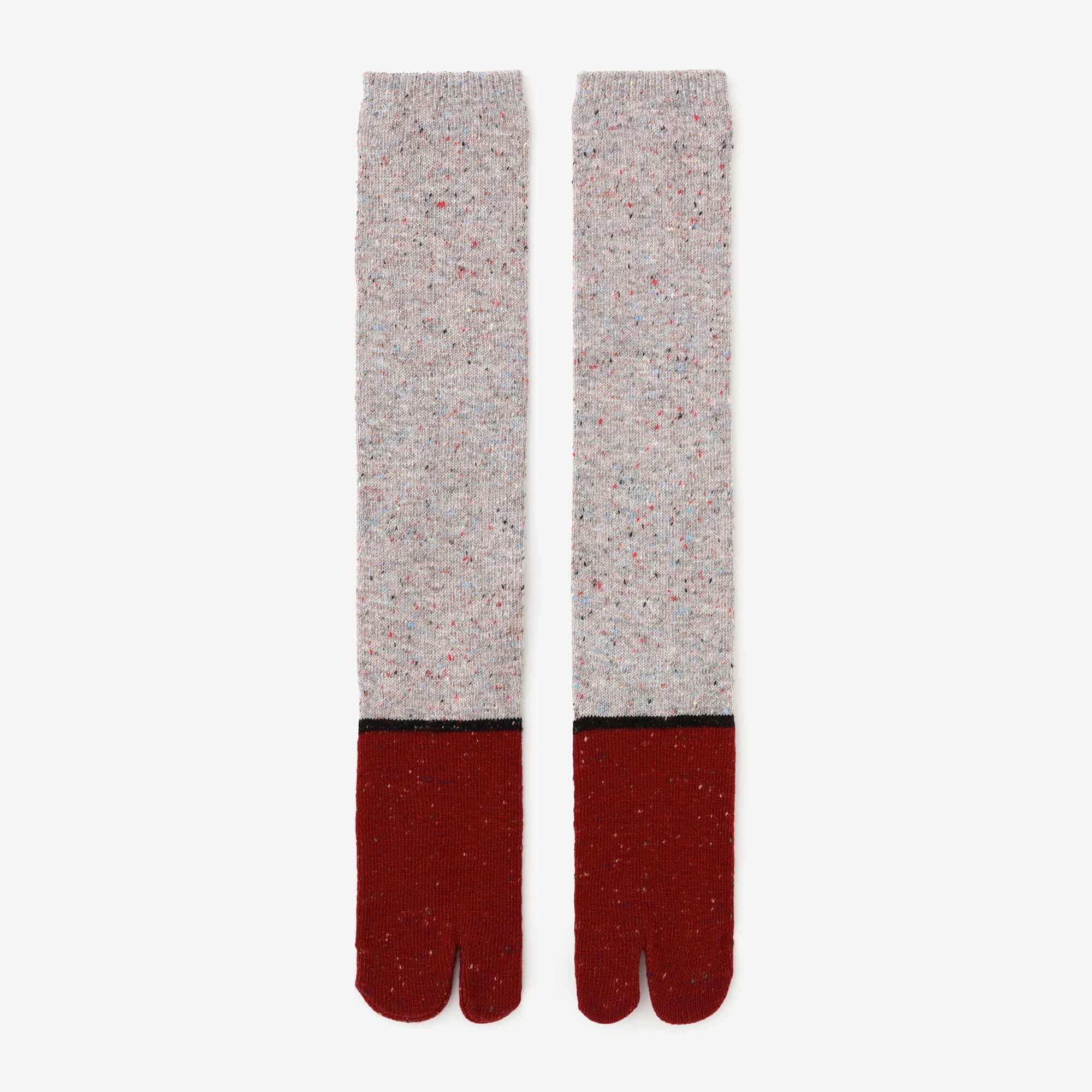 Bi-color Wool Tabi Socks (Under Knee)／Grey【Women Size Only】