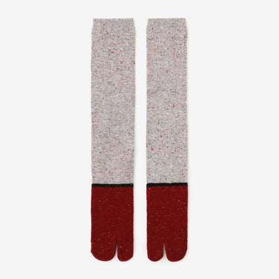 Bi-color Wool Tabi Socks (Under Knee)／Grey【Women Size Only】