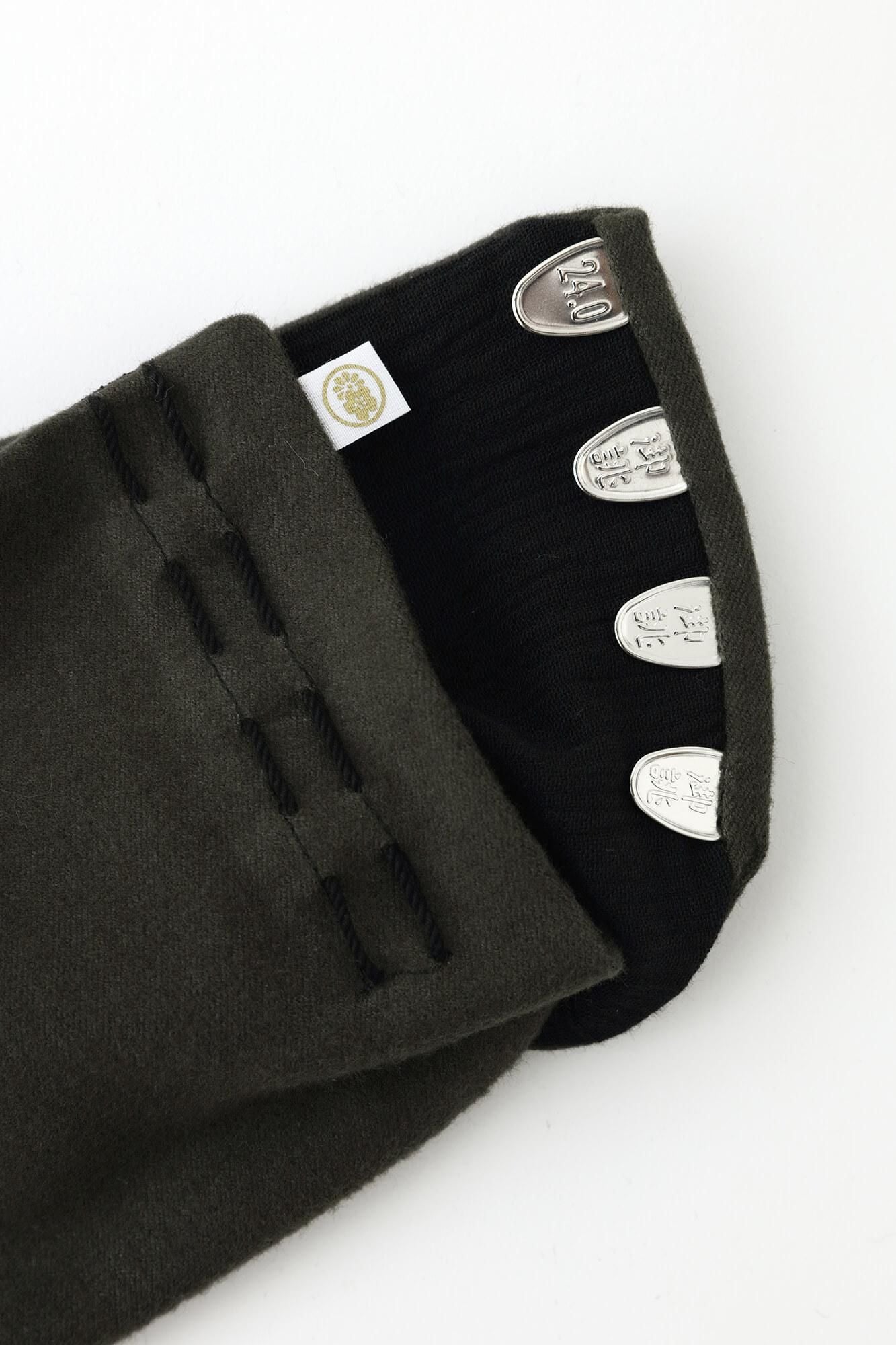 斜紋厚絨布 室內分趾足袋襪／橄欖綠