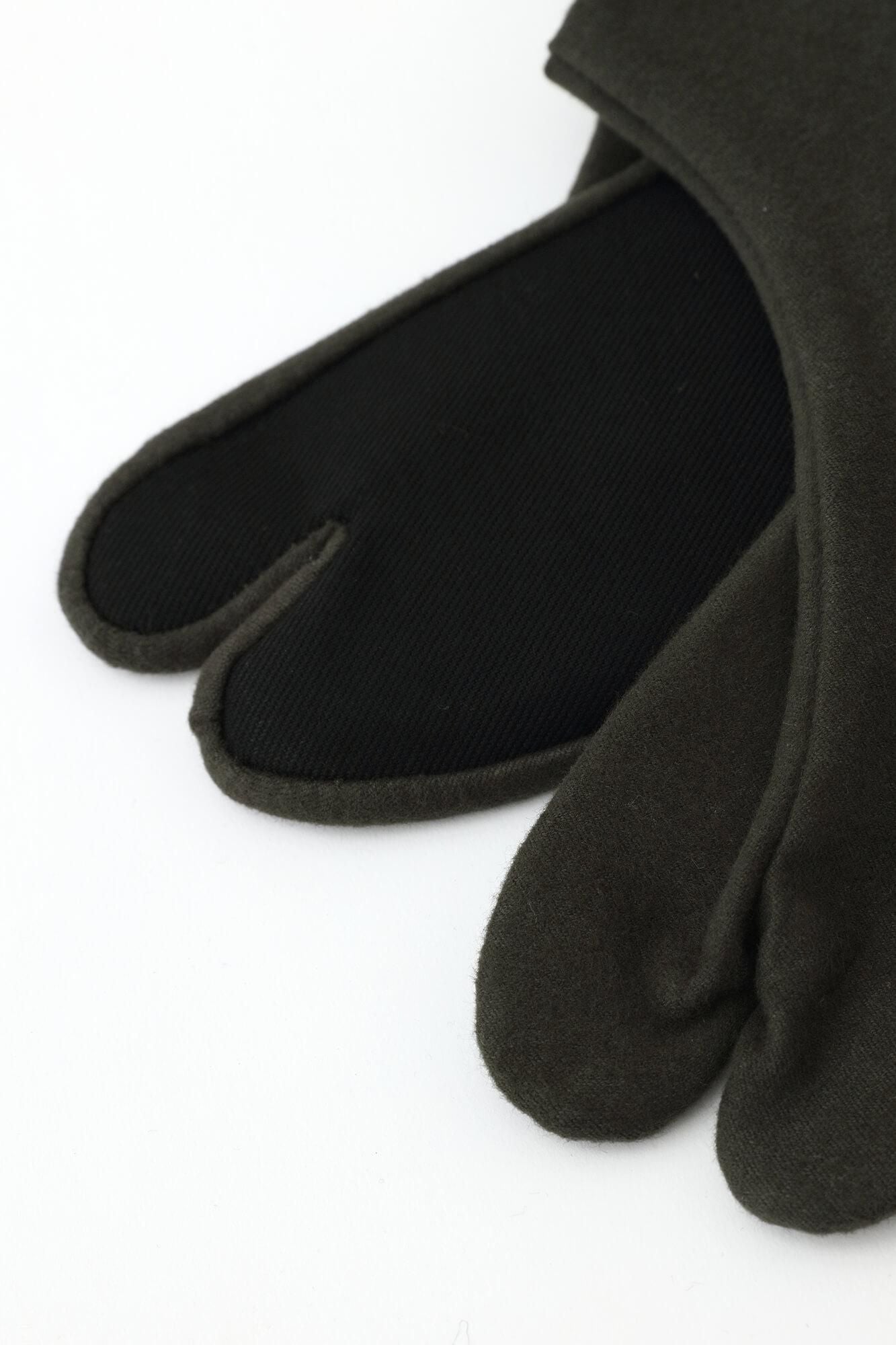 斜紋厚絨布 室內分趾足袋襪／橄欖綠