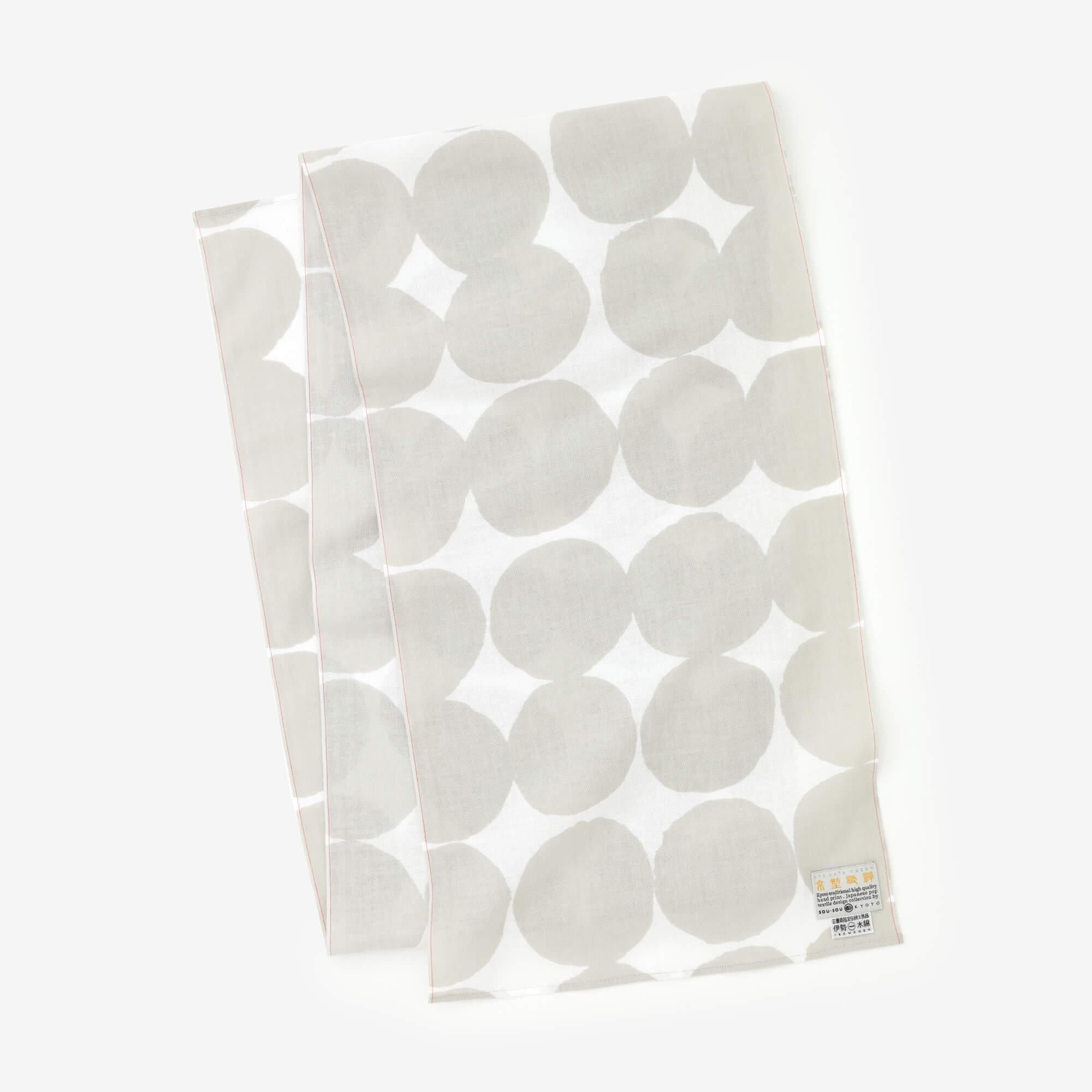 伊勢木棉圍巾／彈珠 大 白色×銀灰色2