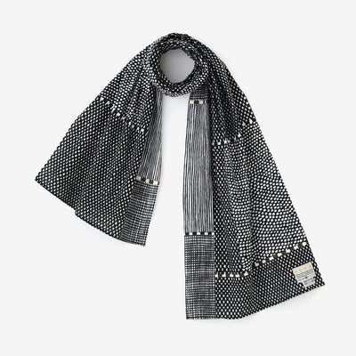 Isemomen Cotton Scarf / Lines and Dots Ink Black 2