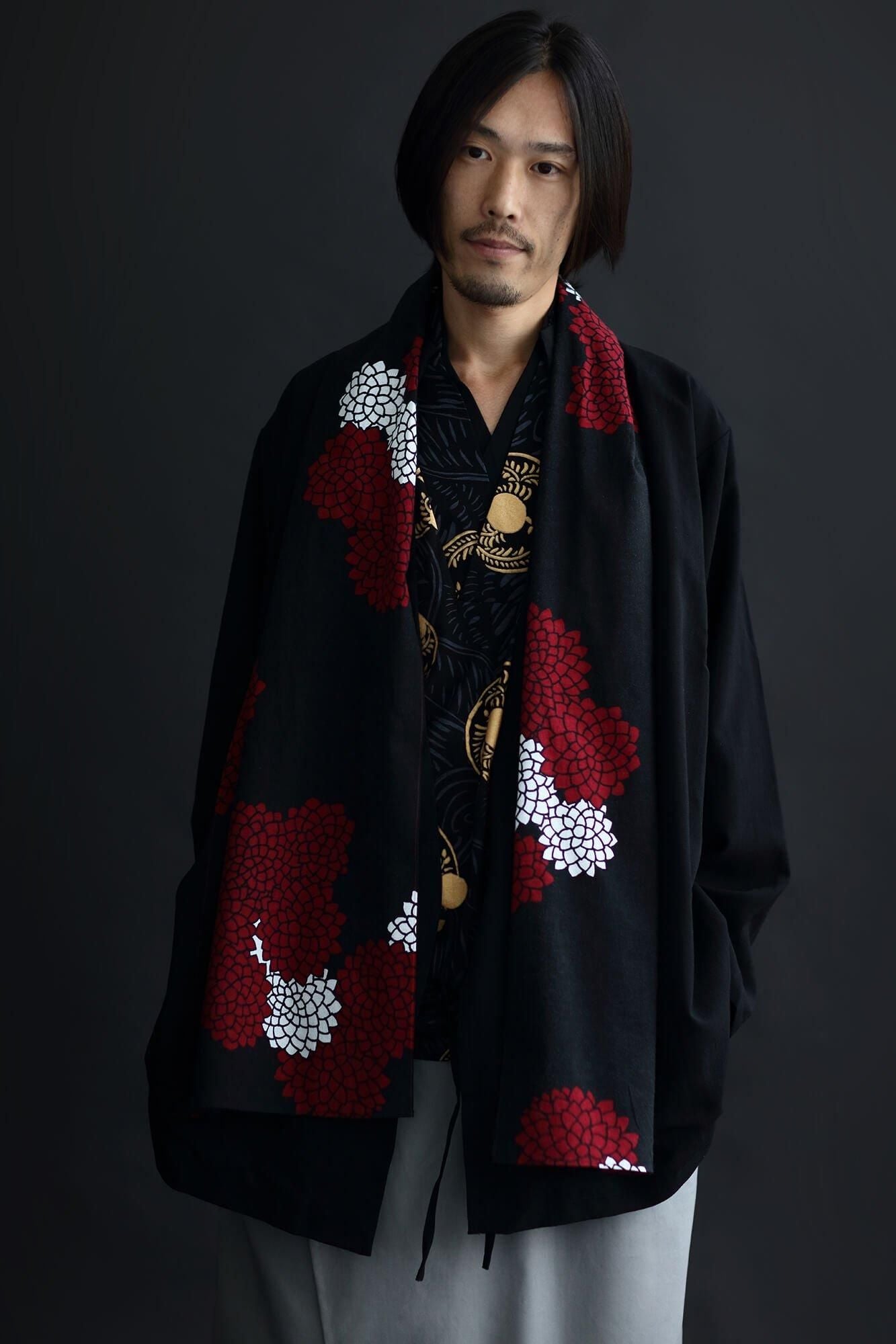 伊勢木綿 くびまき／雲間（くもま）に菊2