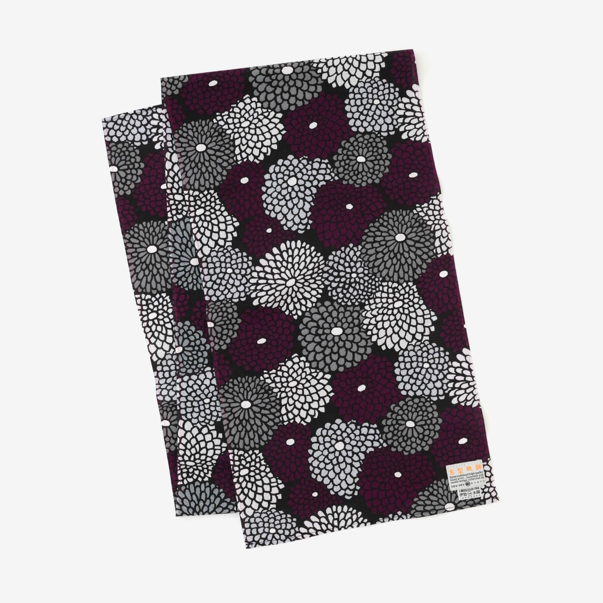 伊勢木棉 圍巾／全菊 黑色2