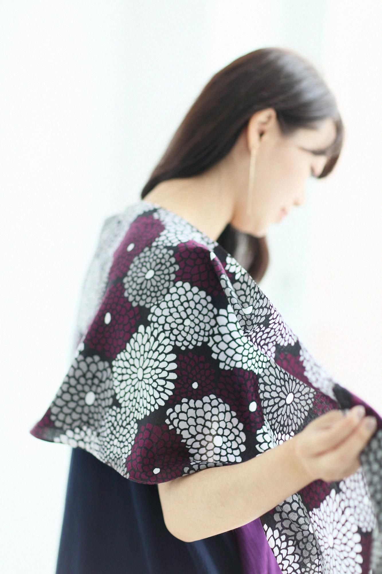 伊勢木棉 圍巾／全菊 黑色2