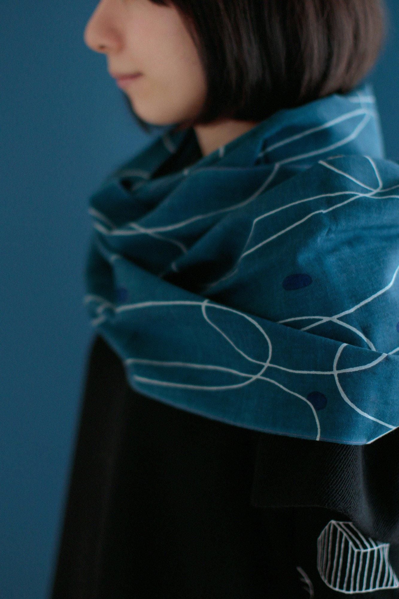 Isemomen Cotton Scarf /Rubber Rubber Band Greyish Green 2